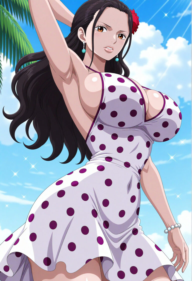 ヴィオラの水玉ドレスの立ち姿